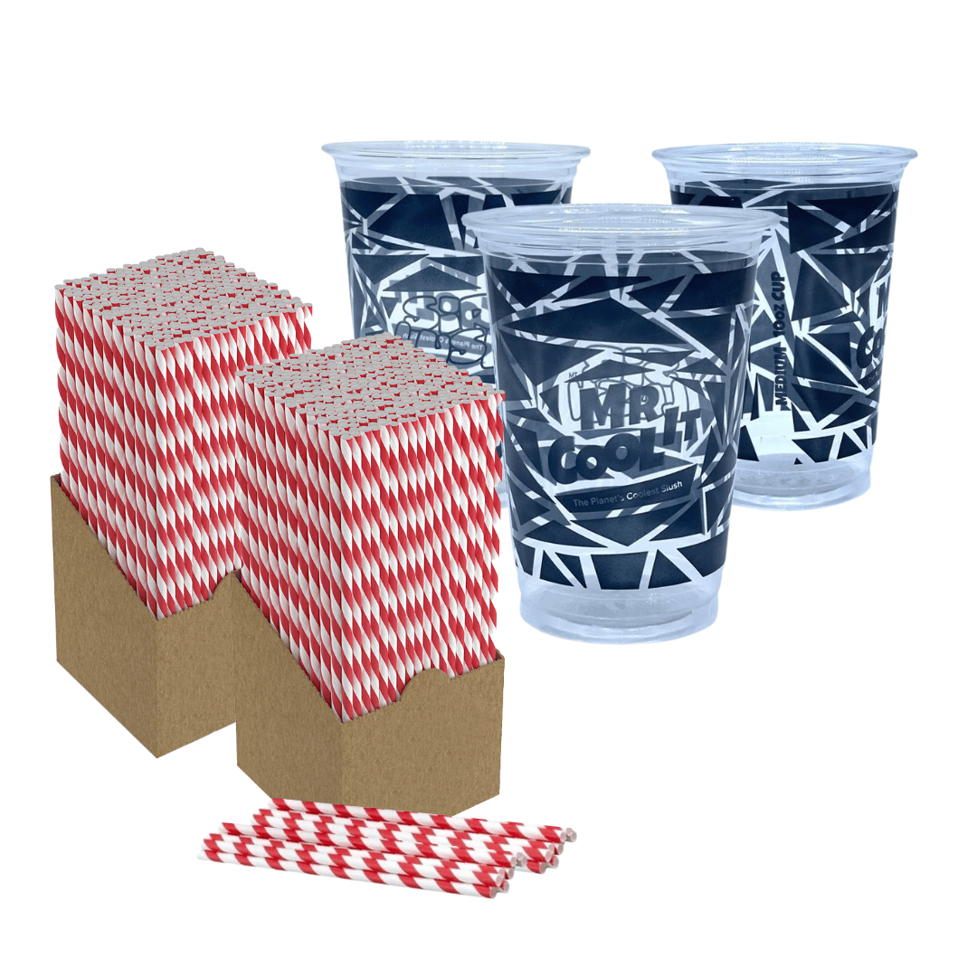 10OZ/284ML BRANDED CUPS & STRAWS BUNDLE