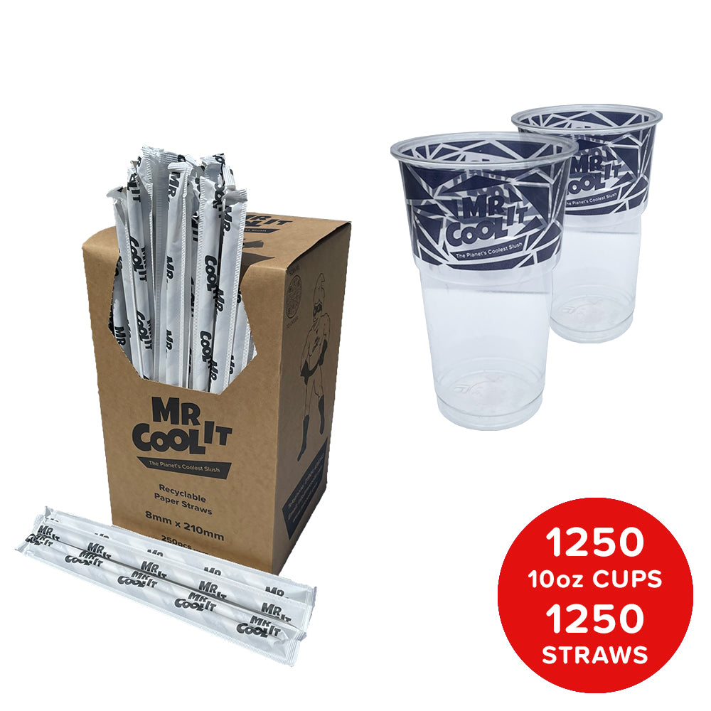 10OZ/284ML BRANDED CUPS & STRAWS BUNDLE