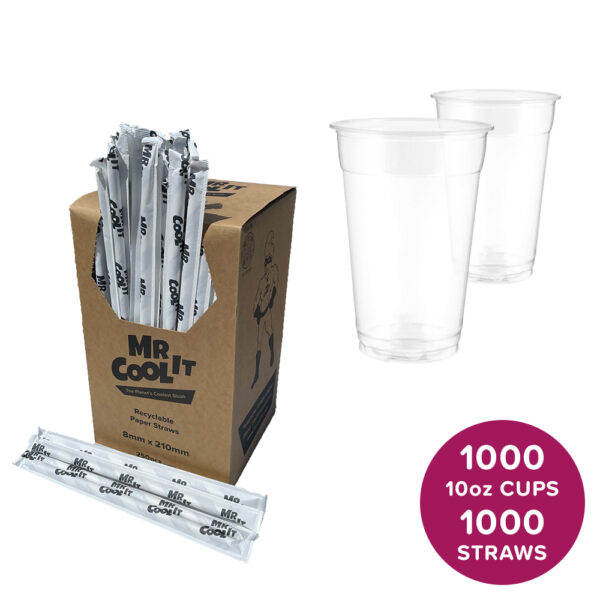 Plain 16oz plastic cups & straws