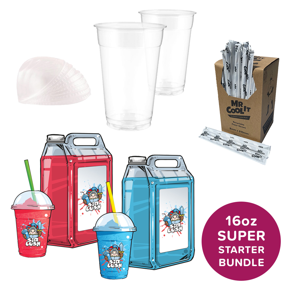 Super starter bundle with 16oz cups & lids, straws & syrup